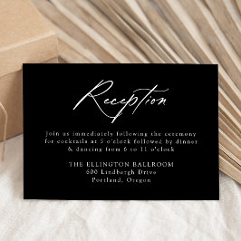 Elegant Calligraphy Black Wedding Reception Begleitkarte