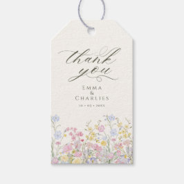 Elegant Calligraphy Boho Wildflowers Wedding Geschenkanhänger