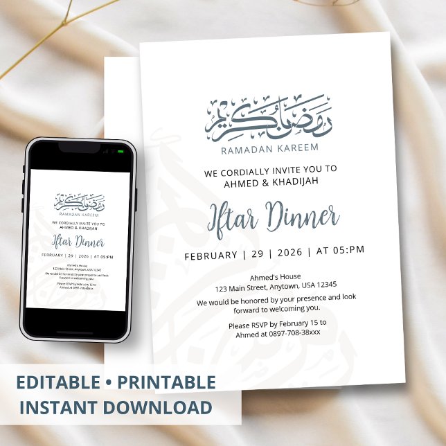 Elegant Calligraphy Border Ramadan Iftar Dinner Einladung (Von Creator hochgeladen)