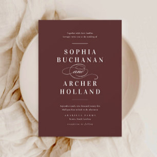 Elegant Calligraphy Burgundy Maroon Wedding Einladung