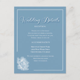 Elegant Calligraphy Dusty Blue Floral Wedding Begleitkarte