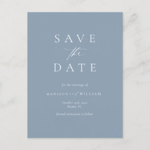 Elegant Calligraphy Dusty Blue Save the Date Postkarte