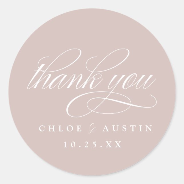 Elegant Calligraphy Dusty Pink Wedding Stickers (Vorderseite)