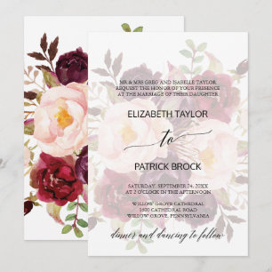Elegant Calligraphy Faded Floral Formal Wedding Einladung