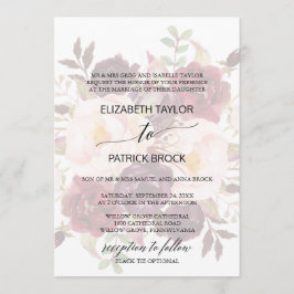 Elegant Calligraphy | Faded Floral Formal Wedding Einladung