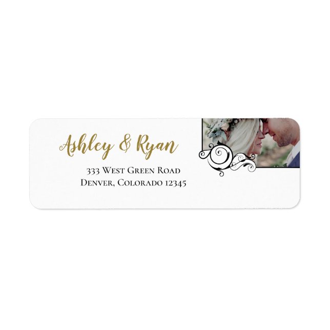 Elegant Calligraphy Foto Hochzeitadresse (Vorne)