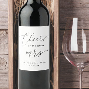 Elegant Calligraphy Future Mrs. Brautparty Weinetikett