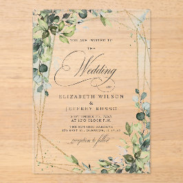 Elegant Calligraphy Greenery Eucalyptus Wedding Acryleinladungen