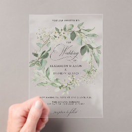 Elegant Calligraphy Greenery Eucalyptus Wedding Acryleinladungen