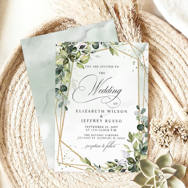 Elegant Calligraphy Greenery Eucalyptus Wedding Einladung (Elegant Calligraphy Greenery Eucalyptus Wedding Invitation)