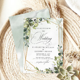 Elegant Calligraphy Greenery Eucalyptus Wedding Einladung