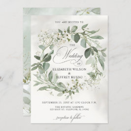 Elegant Calligraphy Greenery Eucalyptus Wedding Einladung