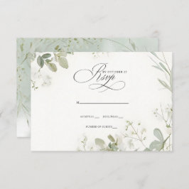 Elegant Calligraphy Greenery Eucalyptus Wedding RSVP Karte