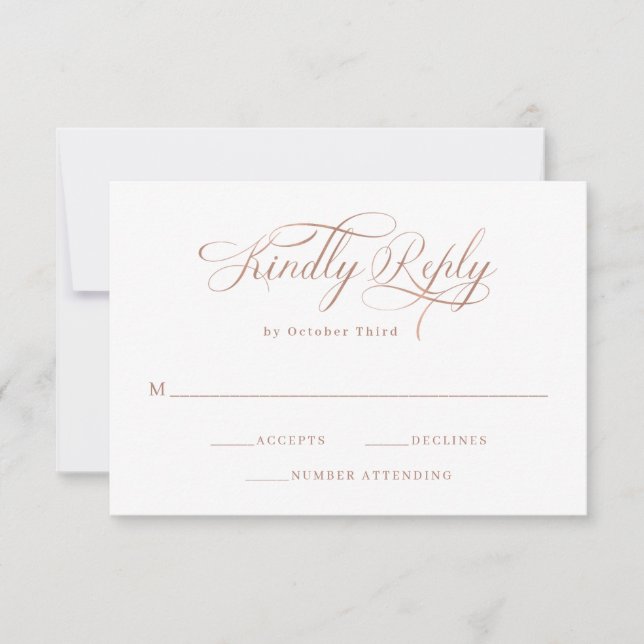 Elegant Calligraphy | Imitats Rose Gold Wedding RSVP Karte (Vorderseite)