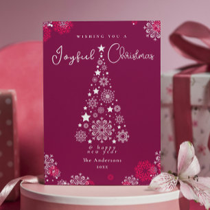 Elegant Calligraphy Merry Christmas Magenta Feiertagskarte