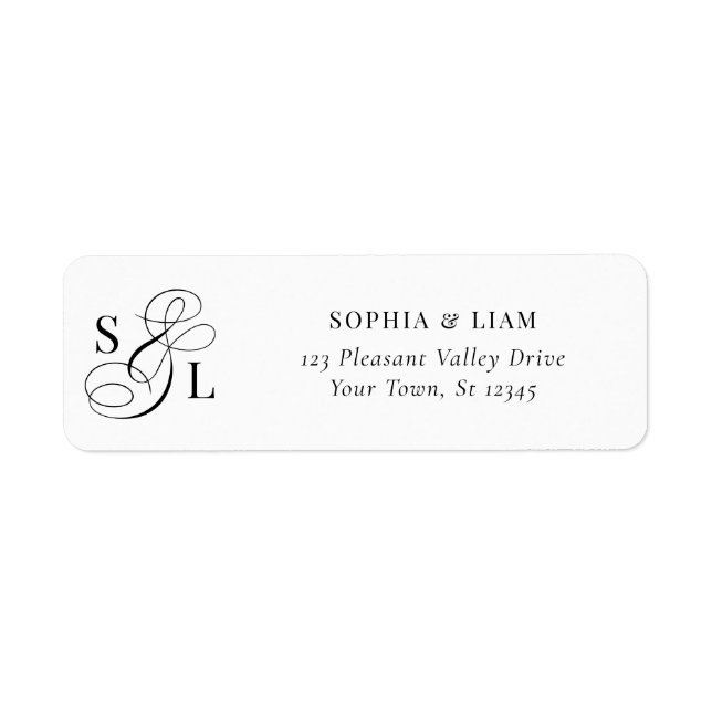 Elegant Calligraphy Monogram Wedding Return Addres (Vorne)