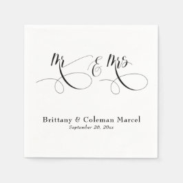 Elegant Calligraphy Mr & Mrs. Wedding Napkins Serviette