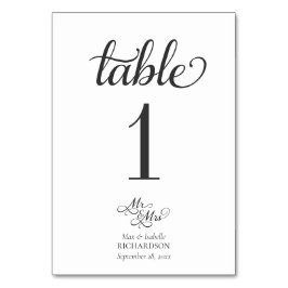 Elegant Calligraphy Mr. und Mrs. Wedding Tischnummer
