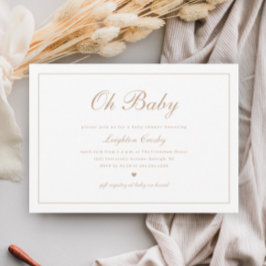 Elegant Calligraphy Neutral Oh Baby Shower Einladung