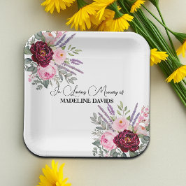 Elegant Calligraphy Peonies Funeral  Pappteller