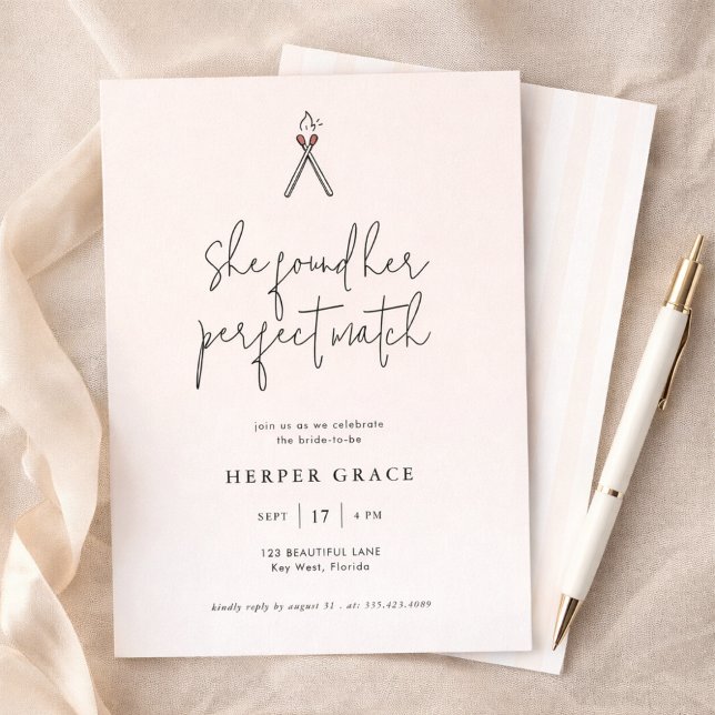 Elegant Calligraphy Perfect Match Bridal Shower Einladung (Von Creator hochgeladen)