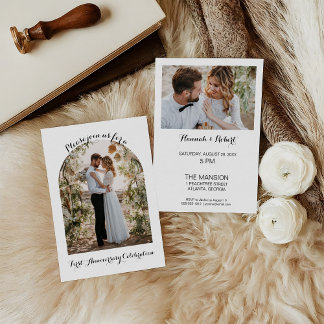 Elegant, Calligraphy Photo Arch 1st Anniversary  Einladung