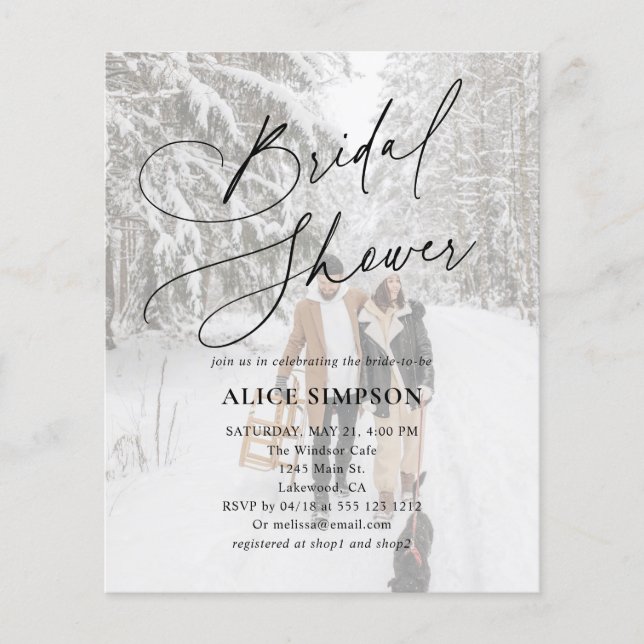 Elegant Calligraphy Photo Bridal Shower (Vorderseite)