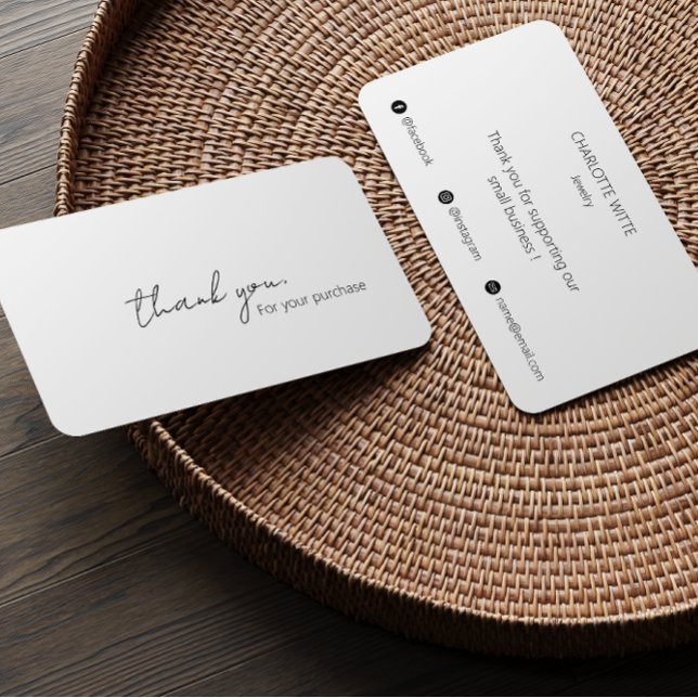 Elegant Calligraphy Scrip Vielen Dank für Ihre Bes Visitenkarte (Elegant Calligraphy Scrip Thank You For Your Order Business Card)