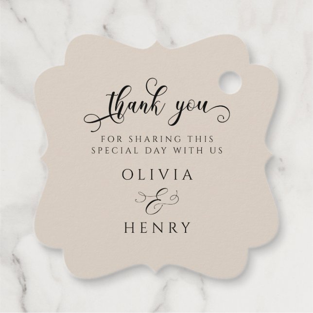 Elegant Calligraphy Script Wedding Vielen Dank Geschenkanhänger (Rückseite)