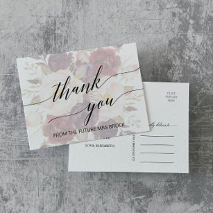 Elegant Calligraphy   Verblasst floral Vielen Dank Postkarte
