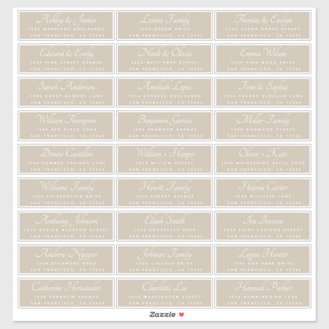 Elegant Calligraphy Wedding Guest Address Labels (Blatt)