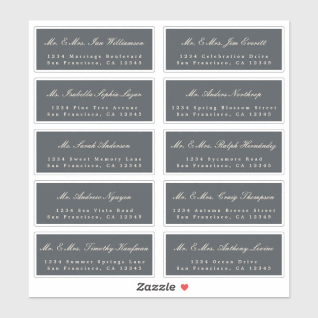 Elegant Calligraphy Wedding Guest Address Labels (Blatt)