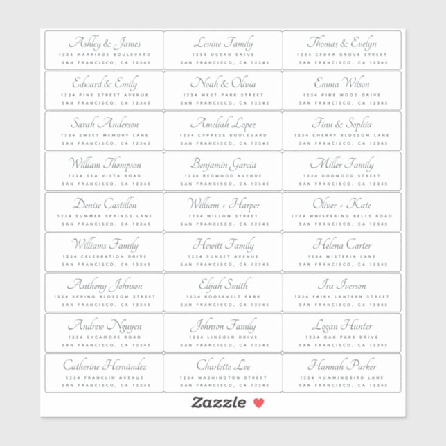 Elegant Calligraphy Wedding Guest Address Labels (Blatt)