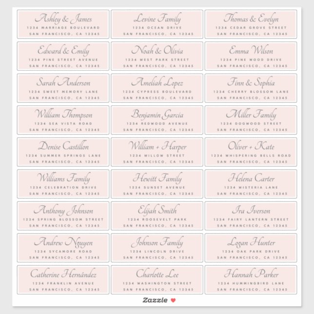 Elegant Calligraphy Wedding Guest Address Labels (Blatt)