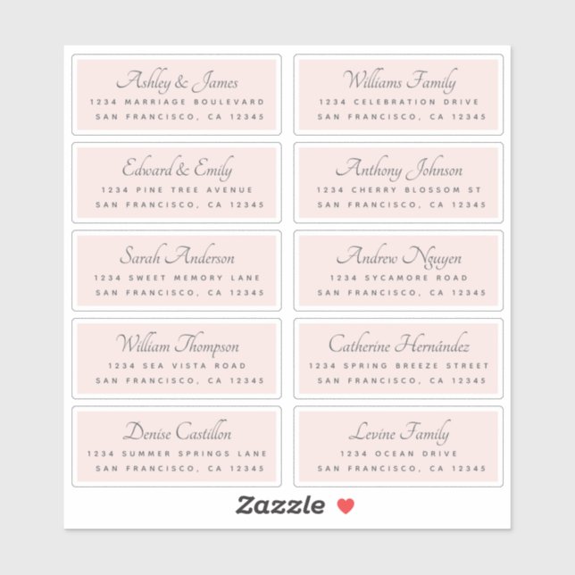 Elegant Calligraphy Wedding Guest Address Labels (Blatt)