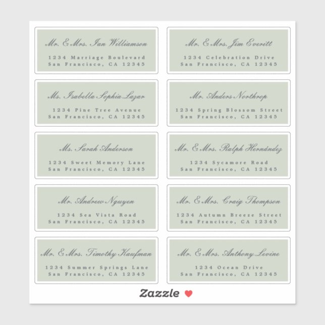 Elegant Calligraphy Wedding Guest Address Labels (Blatt)