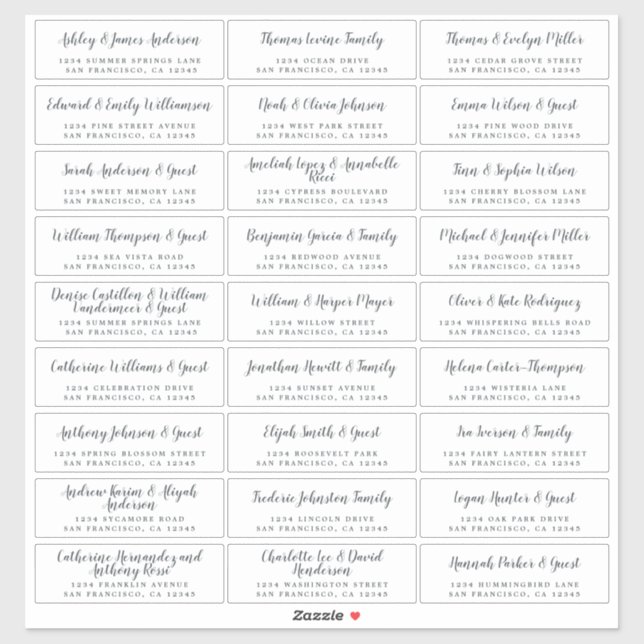 Elegant Calligraphy Wedding Guest Address Labels (Blatt)