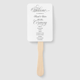 Elegant Calligraphy Wedding Program Hand Fan Fächer