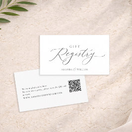 Elegant Calligraphy Wedding Registry Card with QR  Begleitkarte