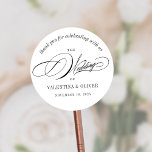 Elegant Calligraphy Wedding Runder Aufkleber<br><div class="desc">This calligraphy wedding sticker will make the perfect addition to your favors or envelopes to celebrate an over-the-top elegant wedding. The script font adds a touch of sophistication while the modern layout keeps it fresh and stylish. It's the perfect way to celebrate with your loved ones and your special day....</div>