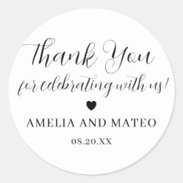 Elegant Calligraphy Wedding Vielen Dank Runder Aufkleber