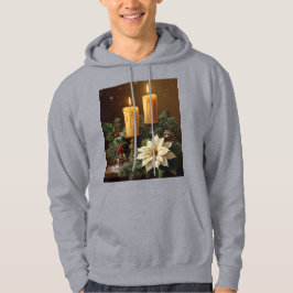 Elegant candle christmas holly pine warm festive  hoodie