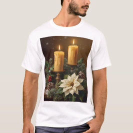 Elegant candle christmas holly pine warm festive  T-Shirt