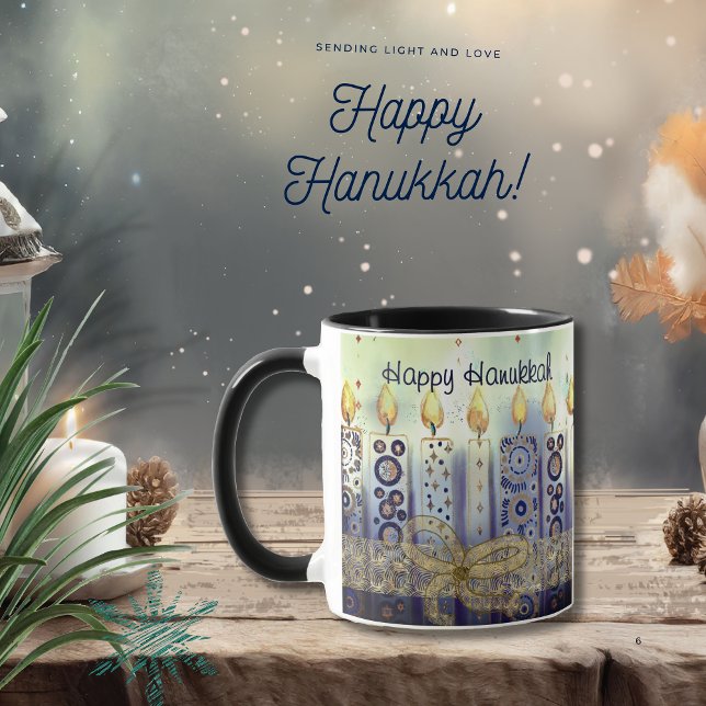 Elegant Candles Happy Hanukkah Tasse (Elegant Candles Happy Hanukkah Mug)