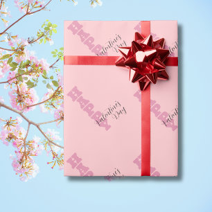 Elegant Candy Rosa und Schwarzer Froher Valentinst Geschenkpapier