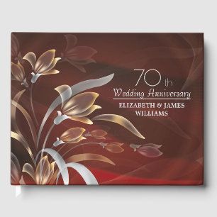 Elegant Caoba Floral 70. Hochzeitstag Gästebuch