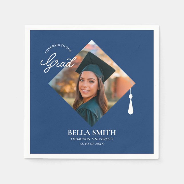 Elegant Cap Topper Custom Graduate Photo Keepsake  Serviette (Vorderseite)