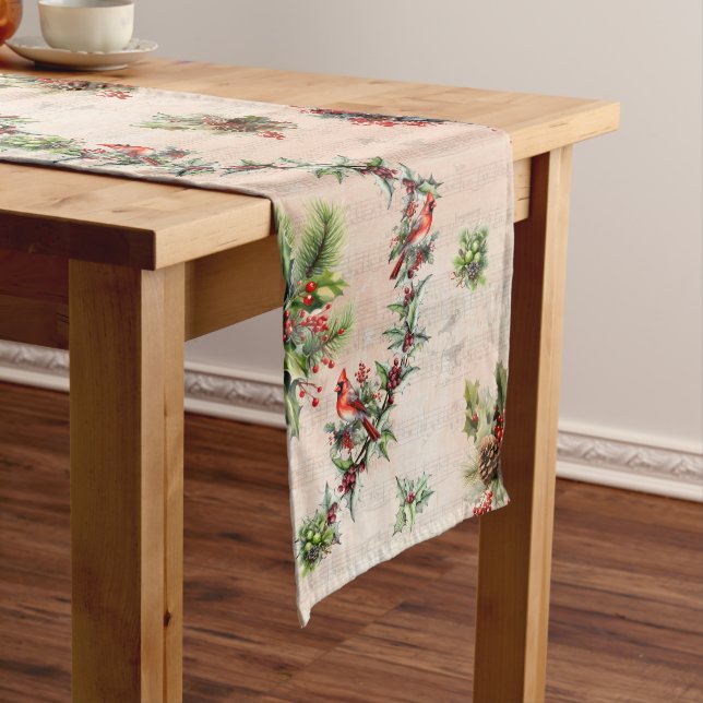 Elegant Cardinal Table Runner with Music Notes Großer Tischläufer (Beispiel)