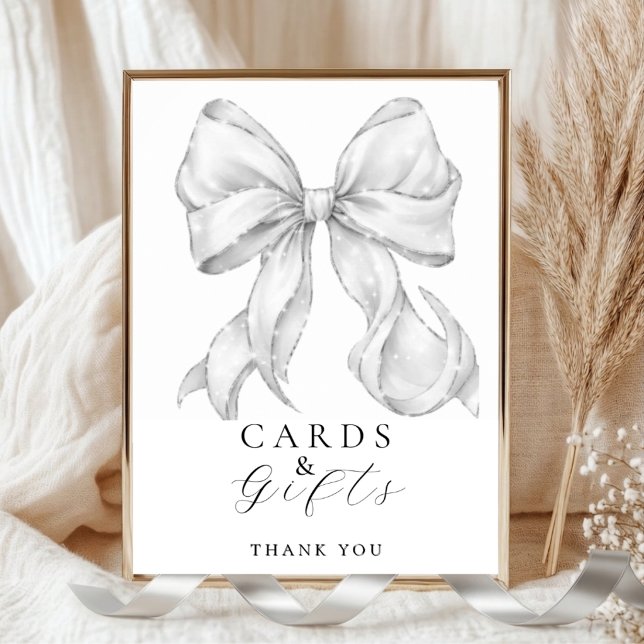Elegant, cards y gifts bridal shower white bow. poster (Von Creator hochgeladen)