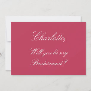 Elegant Carmine Magenta Bridesmaid Vorschlagskarte Einladung